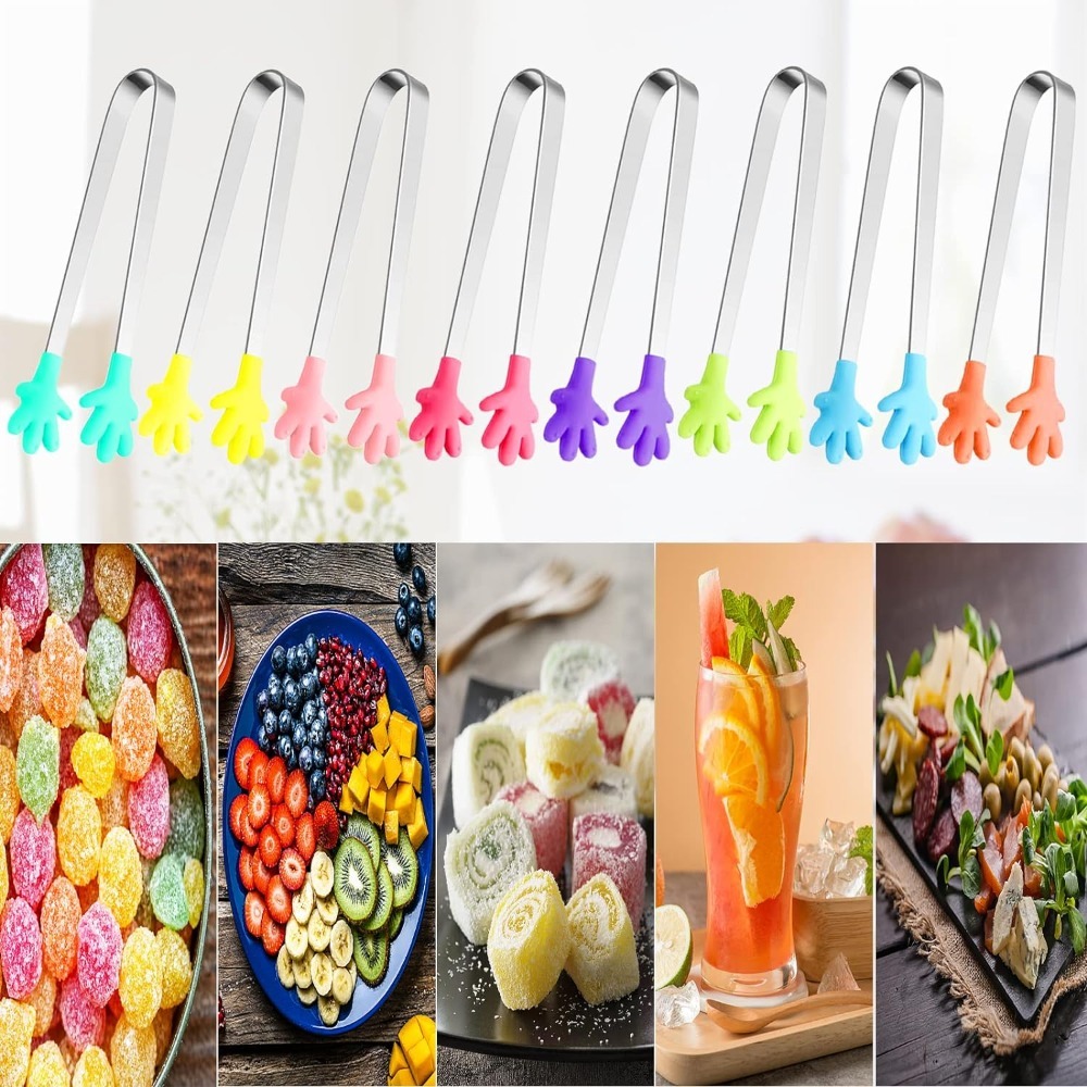8 個のシリコンミニトング 5 インチの手の形の食品トングカ - Kitchen Gadgets Gifts のレビューと価格