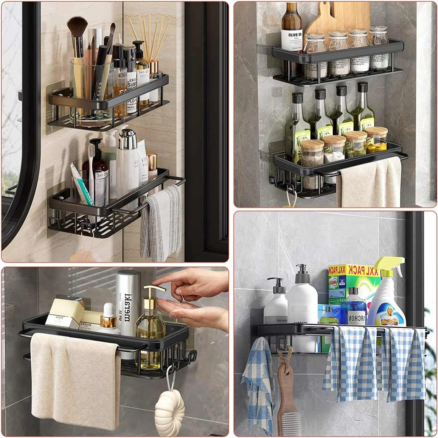 バスルームの棚キッチン収納オーガナイザーアルミ合金シャンプー - Kitchen Gadgets Rack のレビューと価格